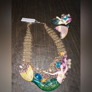 NWT BETSEY JOHNSON CRABBY COUTURE MERMAID NECKLACE AND BRACELET SET RARE HTF
